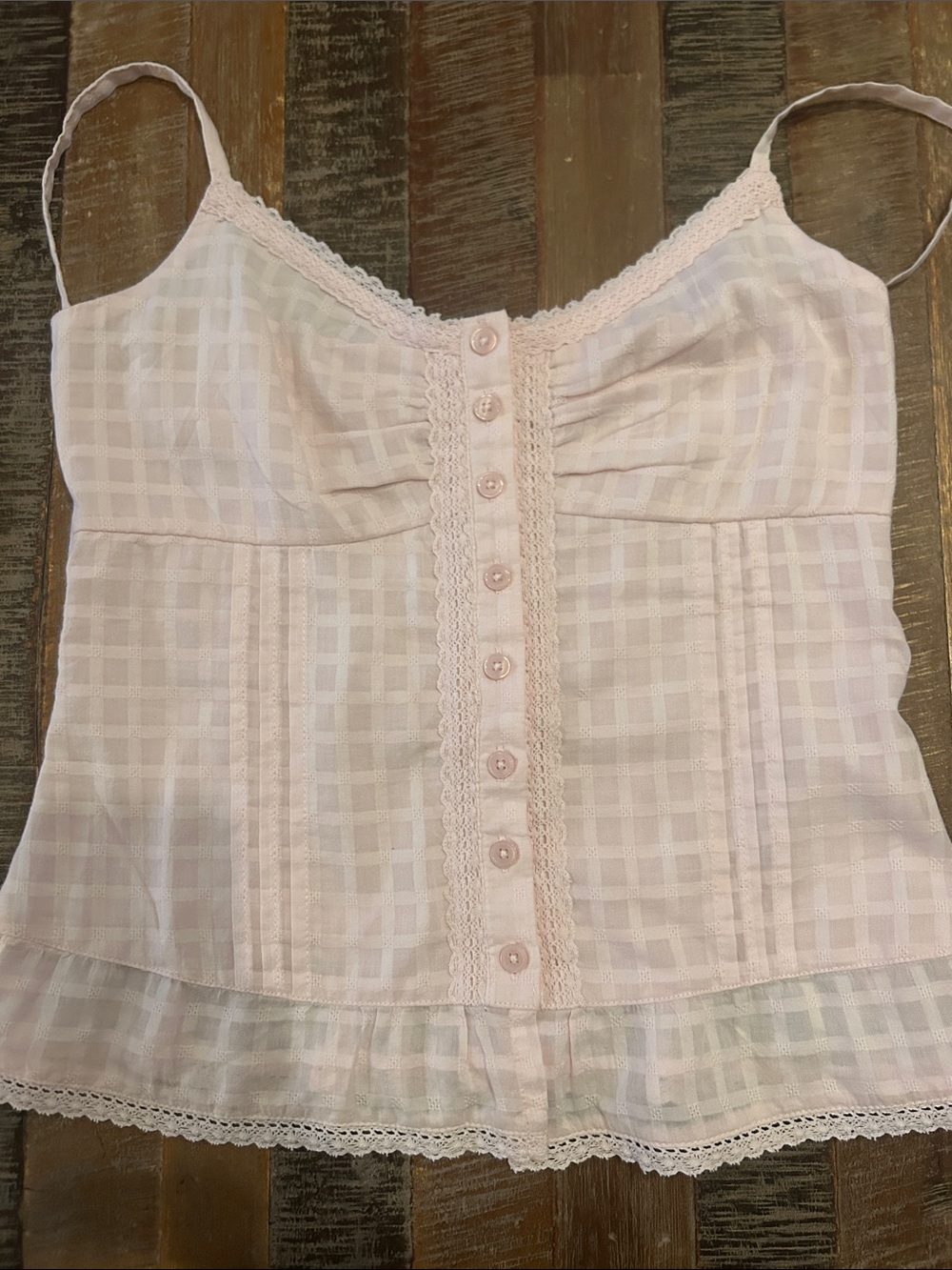 Hollister Soft Pink Lace-Trim Cami Top